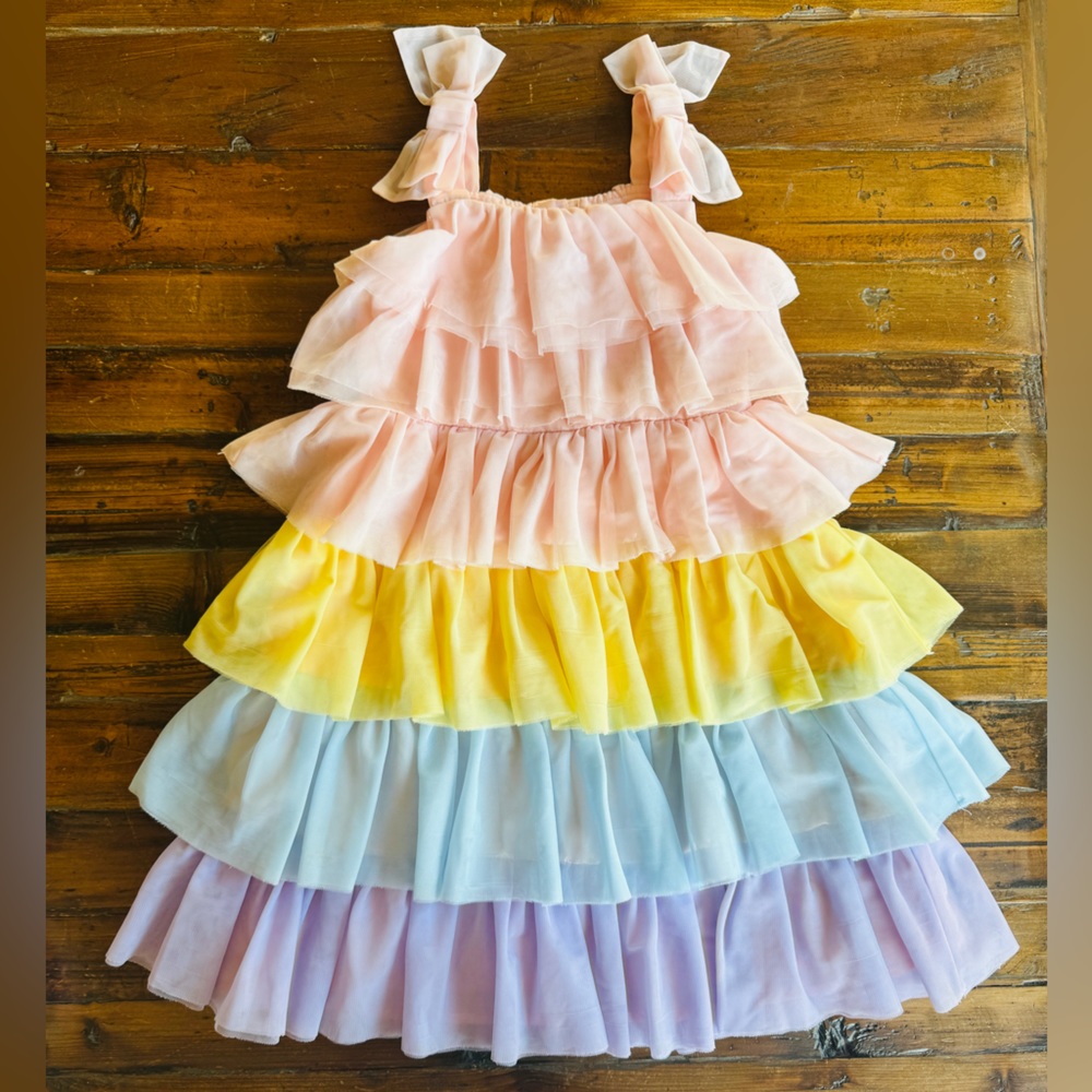 Janie and Jack Juno Valentino Rainbow Tulle Tiered Dress